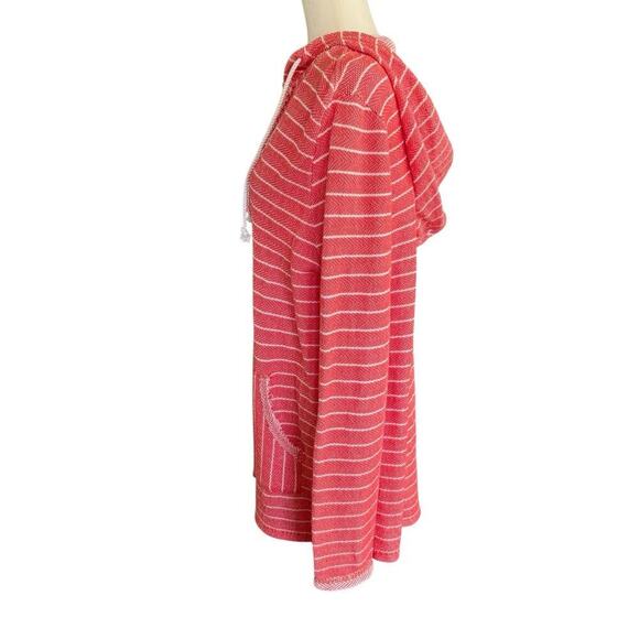 Natural Reflections Womens Size L Orange Striped Hibiscus Pulliver Hoodie - Picture 3 of 11